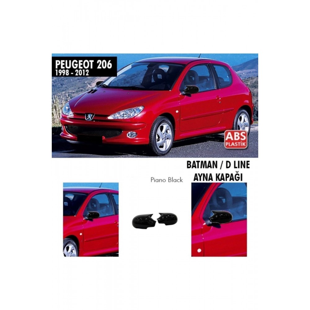 206 Batman Yarasa Ayna Kapağı Piano Black / 1998 - 2012