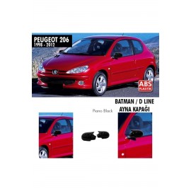 206 Batman Yarasa Ayna Kapağı Piano Black / 1998 - 2012