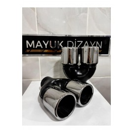 76mm Paslanmaz Krom Egzoz Ucu Düz Eşit Uçlu Çift Çıkışlı Her Araca Uyumlu 1 Adet
