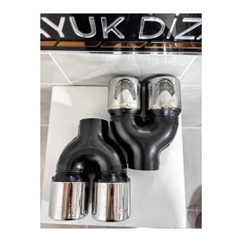 76mm Paslanmaz Krom Egzoz Ucu Düz Eşit Uçlu Çift Çıkışlı Her Araca Uyumlu 1 Adet