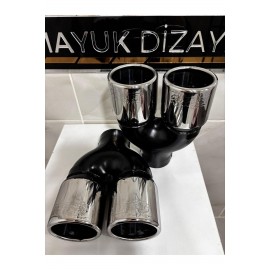 76mm Paslanmaz Krom Egzoz Ucu Düz Eşit Uçlu Çift Çıkışlı Her Araca Uyumlu 1 Adet