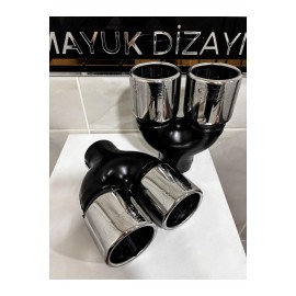 76mm Paslanmaz Krom Egzoz Ucu Düz Eşit Uçlu Çift Çıkışlı Her Araca Uyumlu 1 Adet