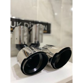 AKRAPOVİC 100mm DIŞI KROM Karbon Çiftli Siyah Egzoz Ucu SAĞ-SOL SET