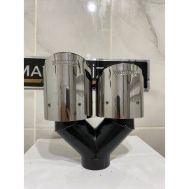 AKRAPOVİC 100mm DIŞI KROM Karbon Çiftli Siyah Egzoz Ucu SAĞ-SOL SET