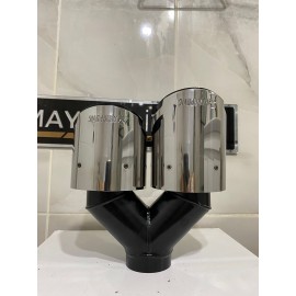 AKRAPOVİC 100mm DIŞI KROM Karbon Çiftli Siyah Egzoz Ucu SAĞ-SOL SET