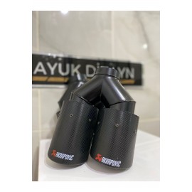 AKRAPOVİC 75MM Kordonlu Karbon ÇİFTLİ Siyah Egzoz Ucu 1 ADET SOL