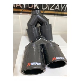 AKRAPOVİC 75MM Kordonlu Karbon ÇİFTLİ Siyah Egzoz Ucu 1 ADET SOL