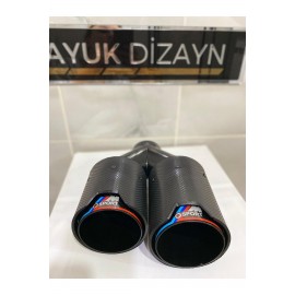 AKRAPOVİC 90mm BMW ÇİZGİLİ M SPORT Karbon Çiftli Siyah Egzoz Ucu 1 ADET SOL