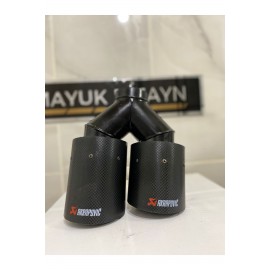 AKRAPOVİC 90mm Kordonlu Karbon Çiftli Siyah Egzoz Ucu 1 ADET SAĞ