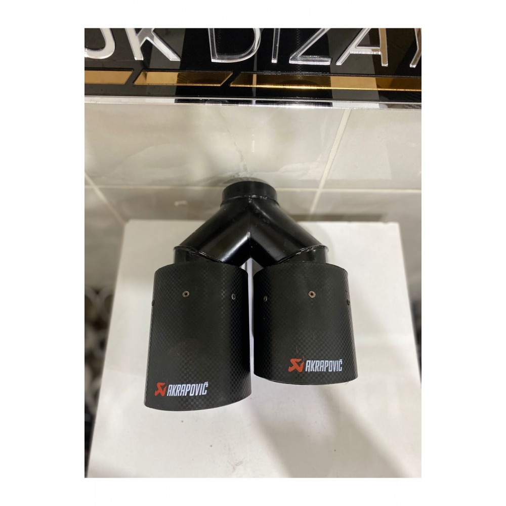AKRAPOVİC 90mm Kordonlu Karbon Çiftli Siyah Egzoz Ucu SAĞ-SOL SET