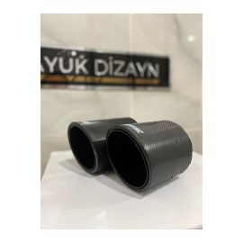 AKRAPOVİC 90mm Kordonlu Karbon Çiftli Siyah Egzoz Ucu SAĞ-SOL SET