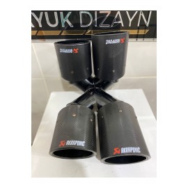AKRAPOVİC 90mm Kordonlu Karbon Çiftli Siyah Egzoz Ucu SAĞ-SOL SET