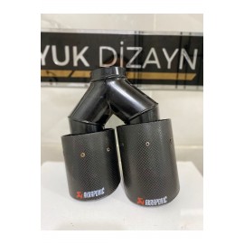 AKRAPOVİC 90mm Kordonlu Karbon Çiftli Siyah Egzoz Ucu SAĞ-SOL SET