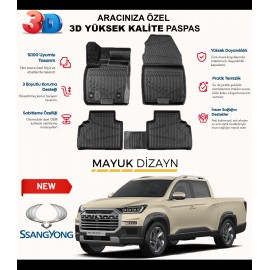 SsangYong Musso Grand 2018 Sonrası MYK 3D Premium Havuzlu Oto Paspas Araca Özel